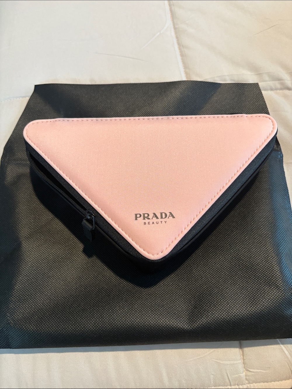 Prada Pink and Black Triangle Cosmetic Case